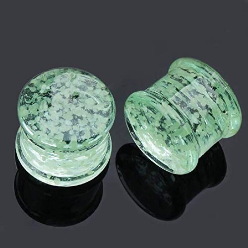 NewZenro Glow in The Dark Ear Glass Spiral Tapers Plugs Tunnels Expander 10mm