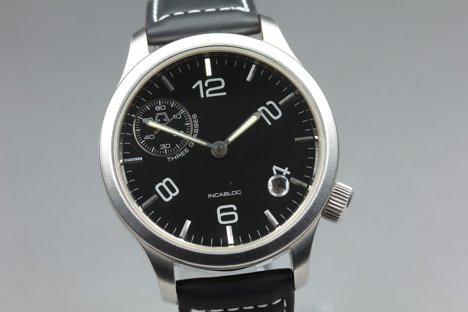 Anonimo Opera Meccana Three Glasses 5004 Black Small Second Manual Winding Watch