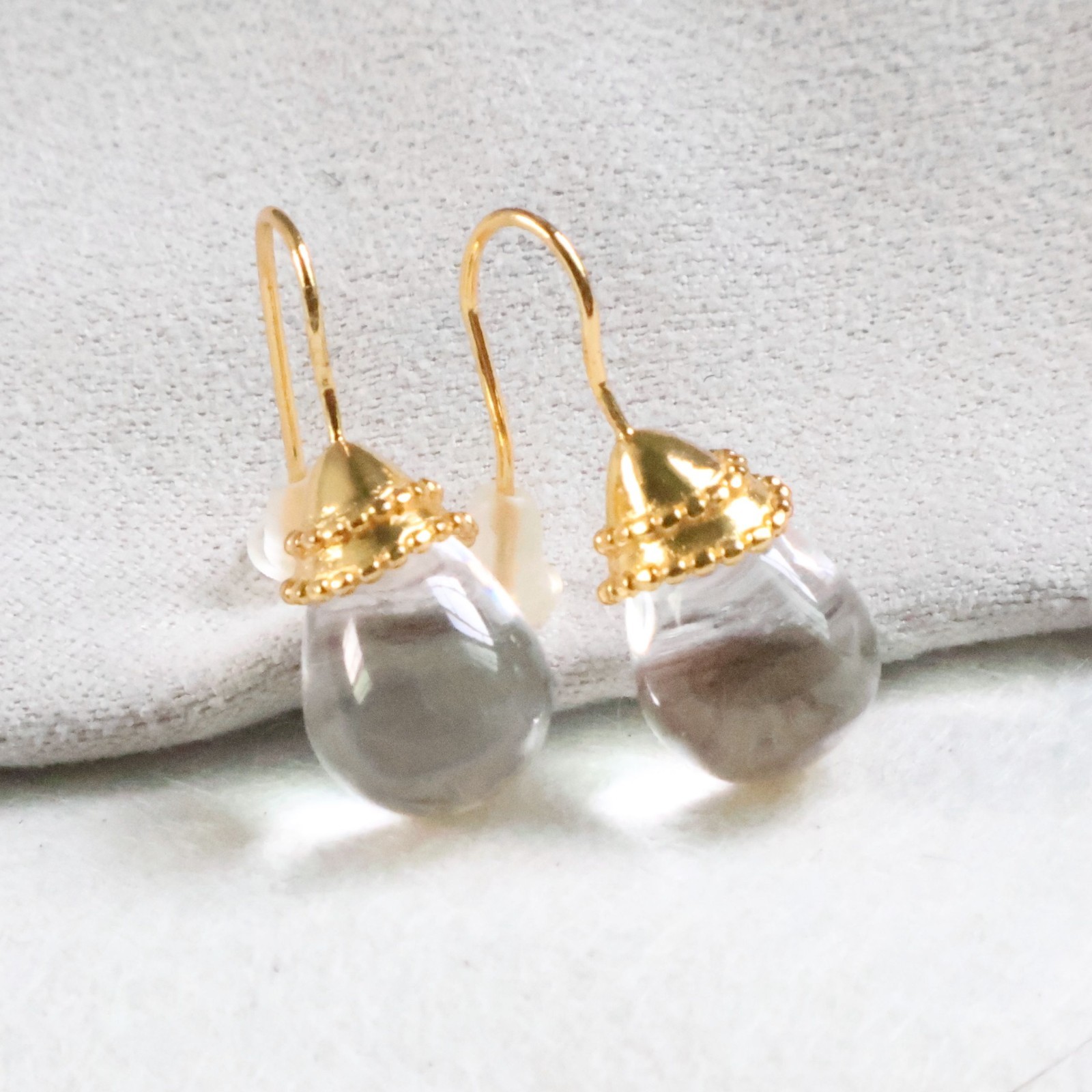 Julie Vos Noel Demi Clear Crystal Gold Earrings Small | NEW