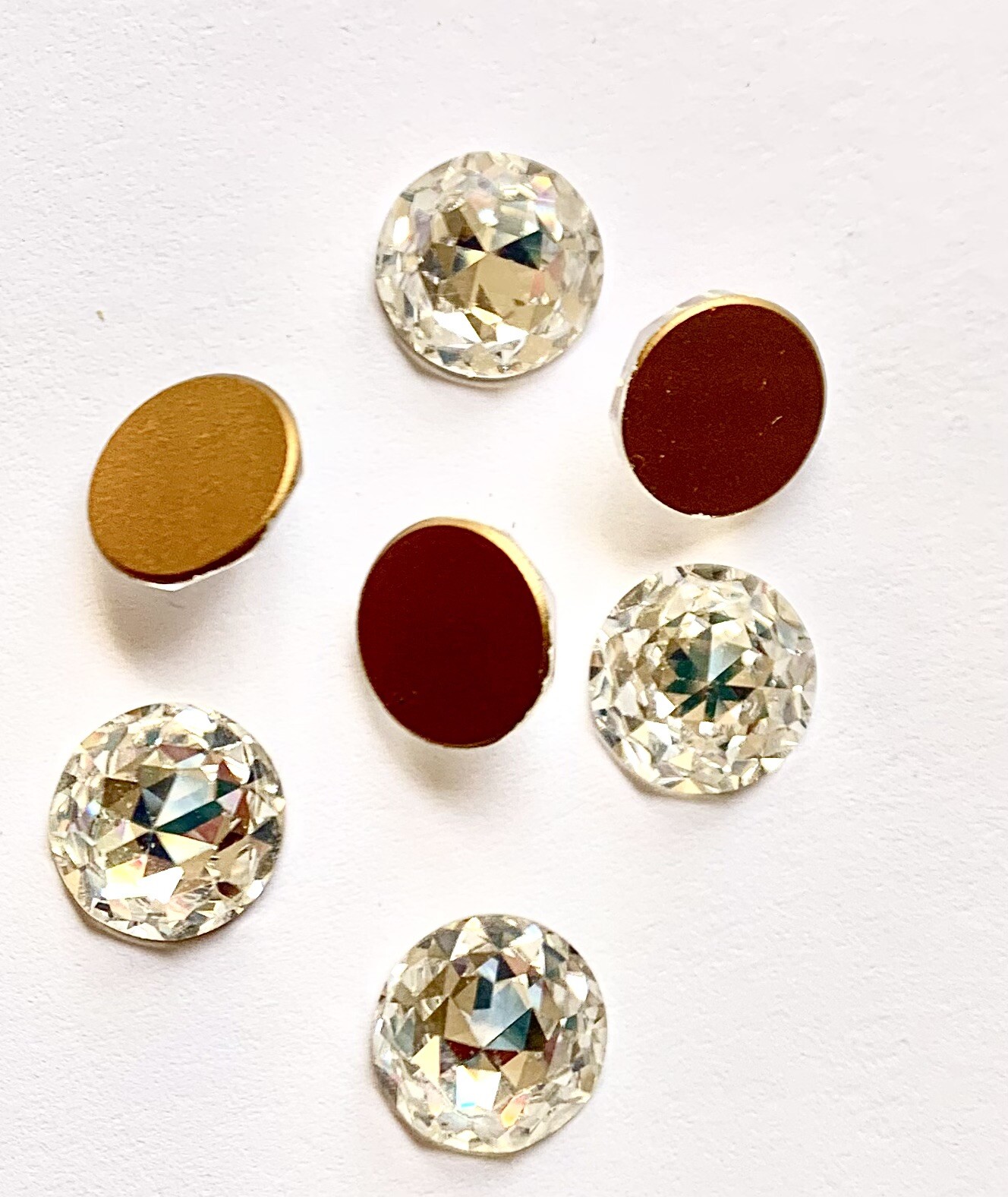 6pc Swarovski 2020 Crystal 12mm Flatback Foiled Round Faceted Rhinestones Rare