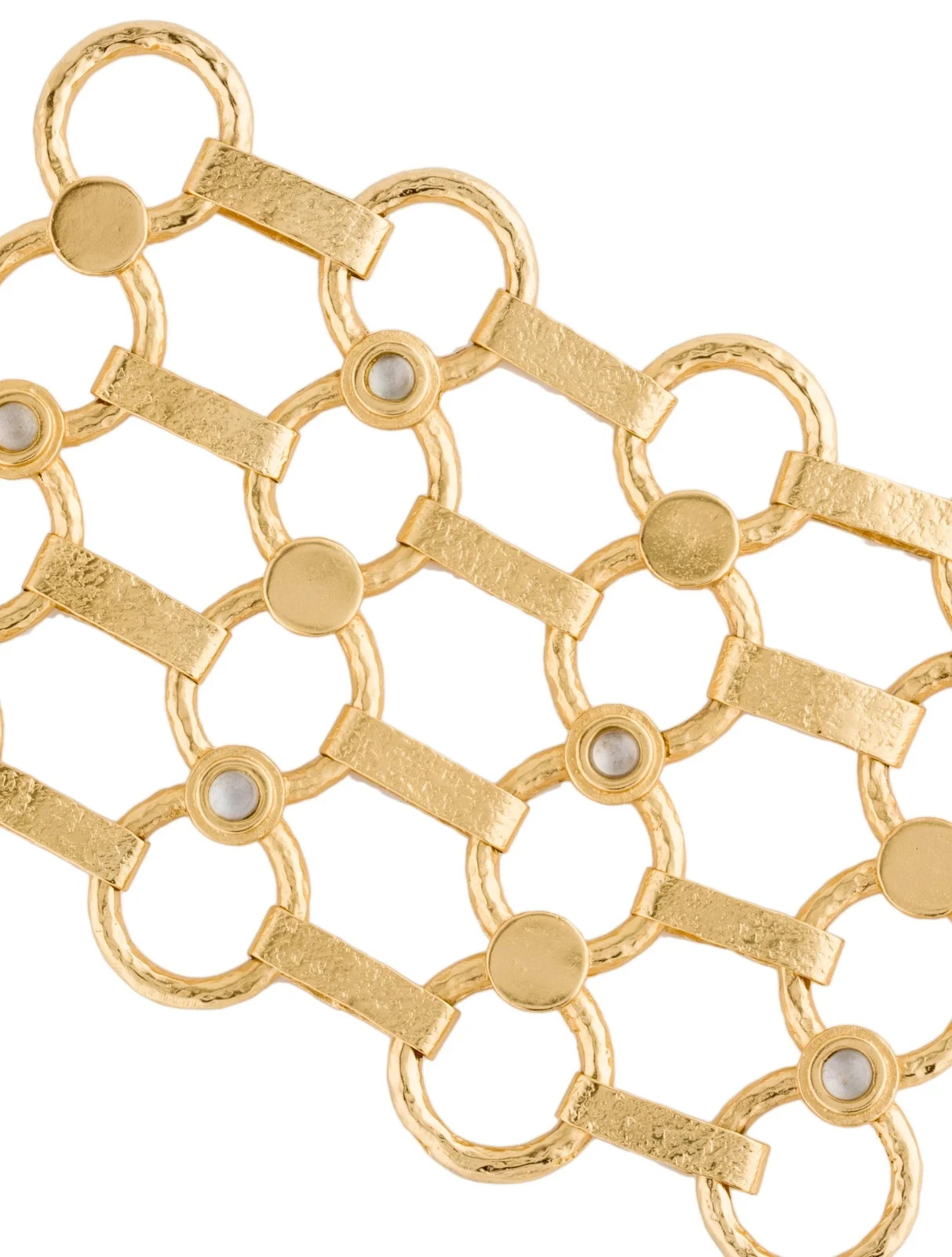 Stephanie Kantis Gold Plated, Clear Glass Cabochon Wide Bracelet