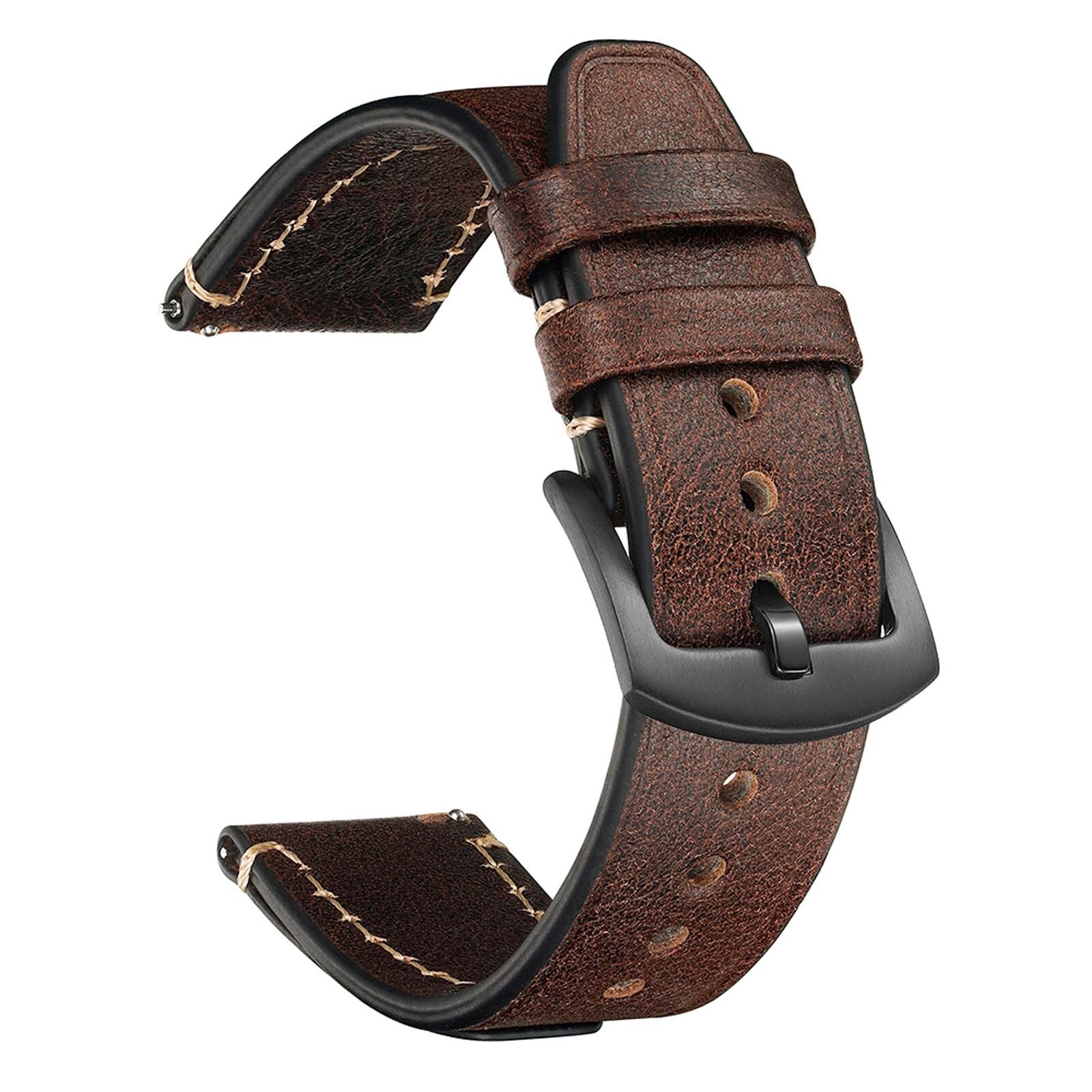 20MM Classic Genuine Leather Watch Band For Galaxy Watch 7/6/5 Pro/4/FE 44/40MM