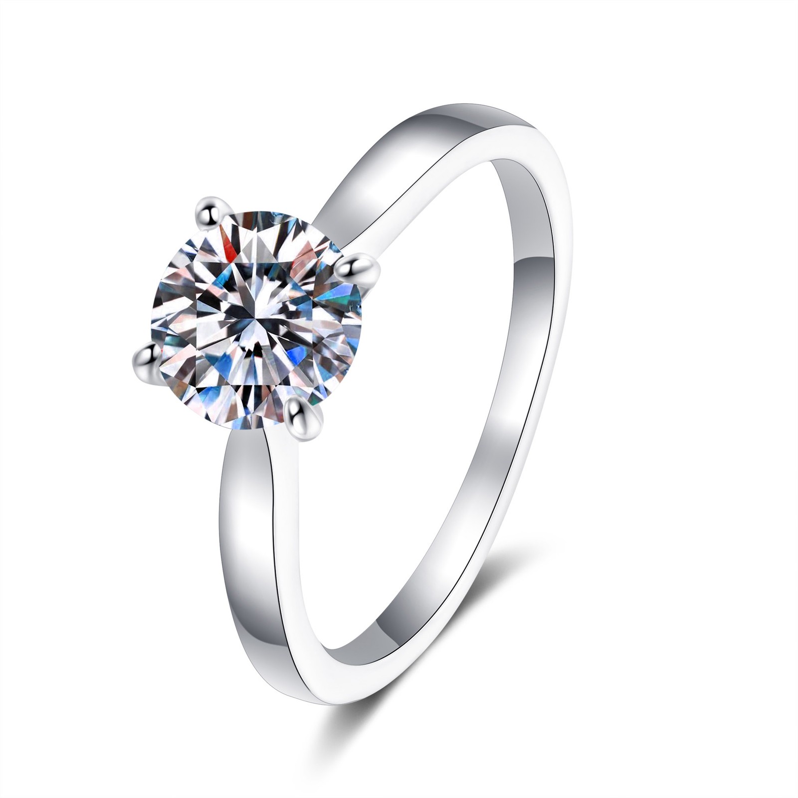 0.5Ct-2Ct VVS1 Moissanite Solitaire Wedding Engagement Ring 925 Sterling Silver