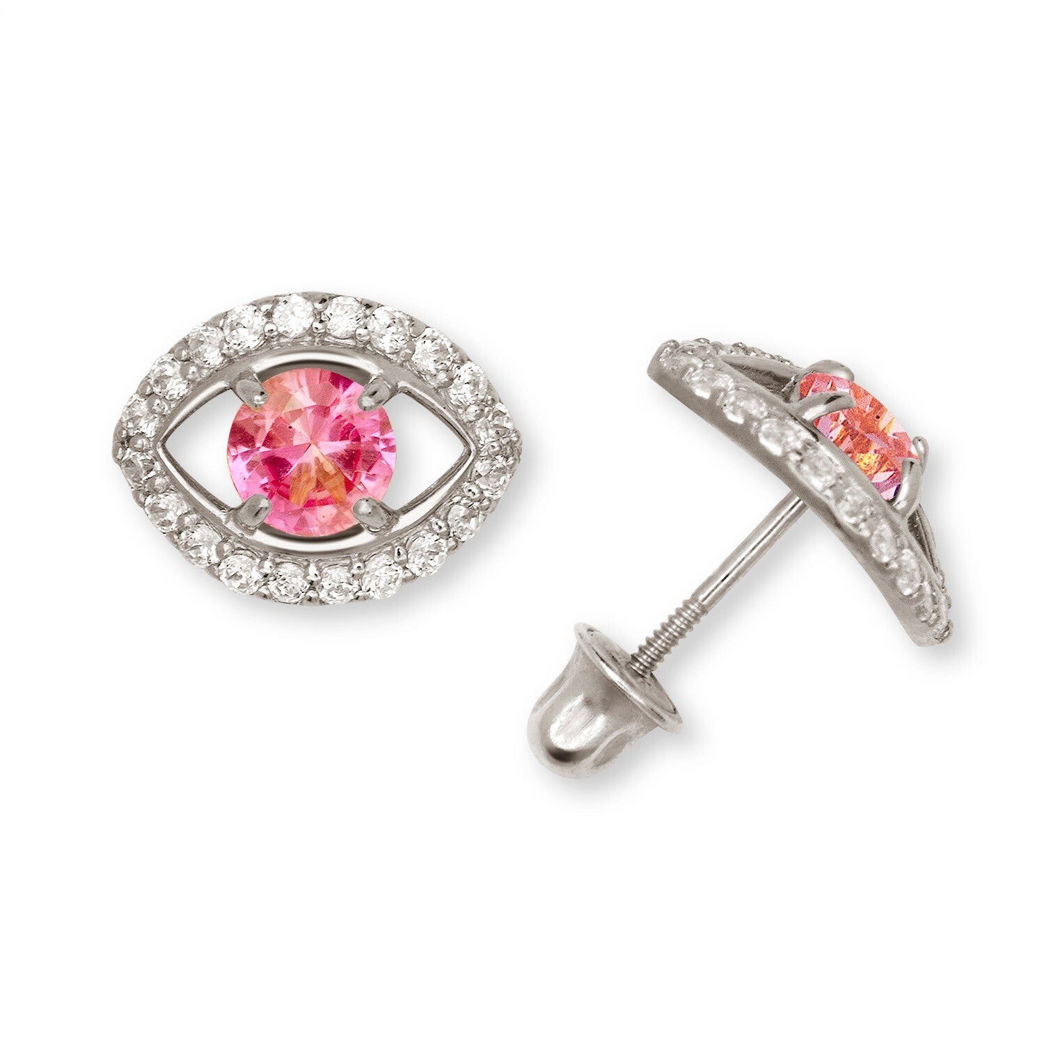 14k Yellow/White CZ Stud Earrings Screwback
