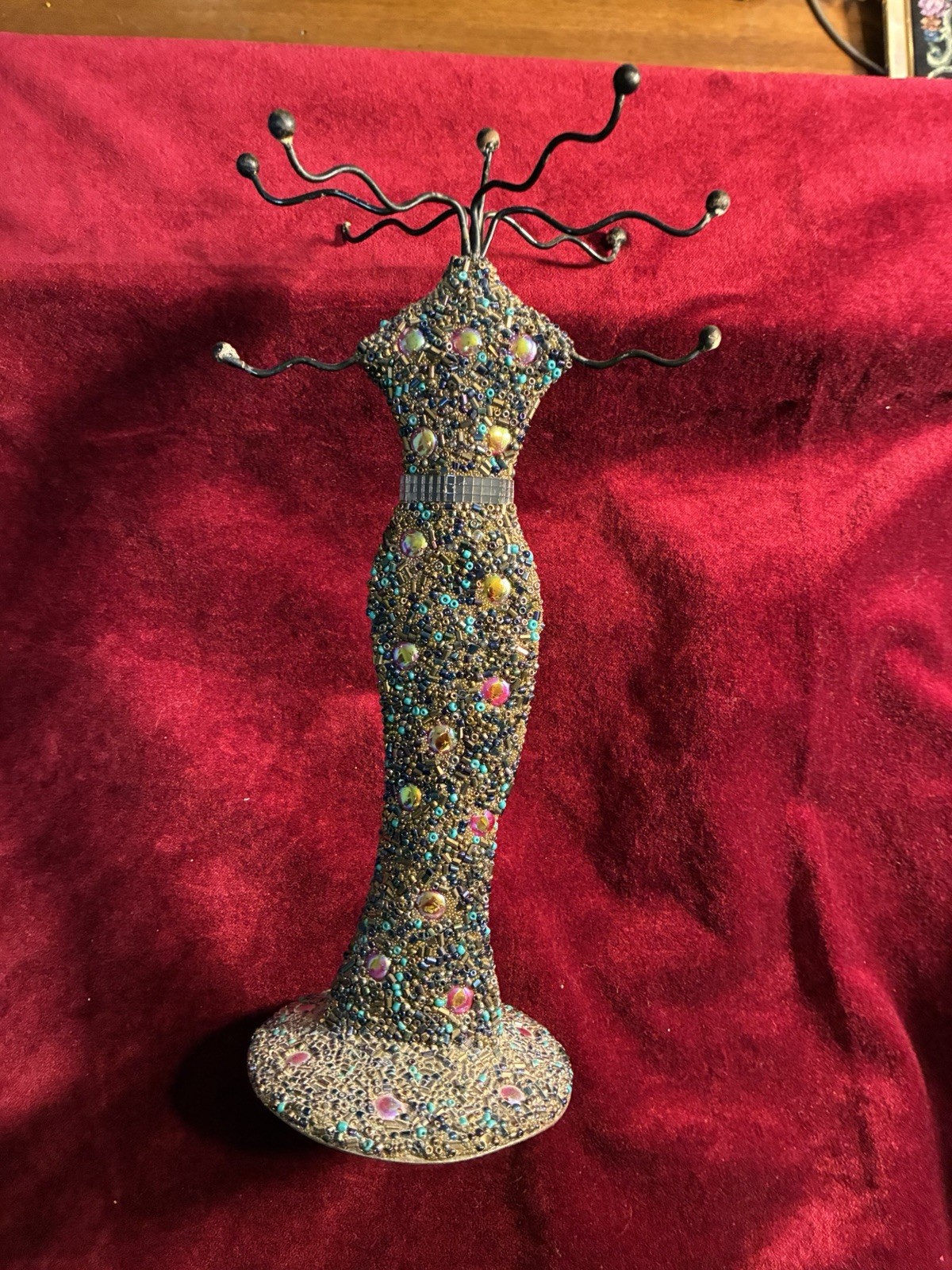 Dress Form Metal Jewelry Stand, Multicolor, Free Standing, Holds 12 Necklaces