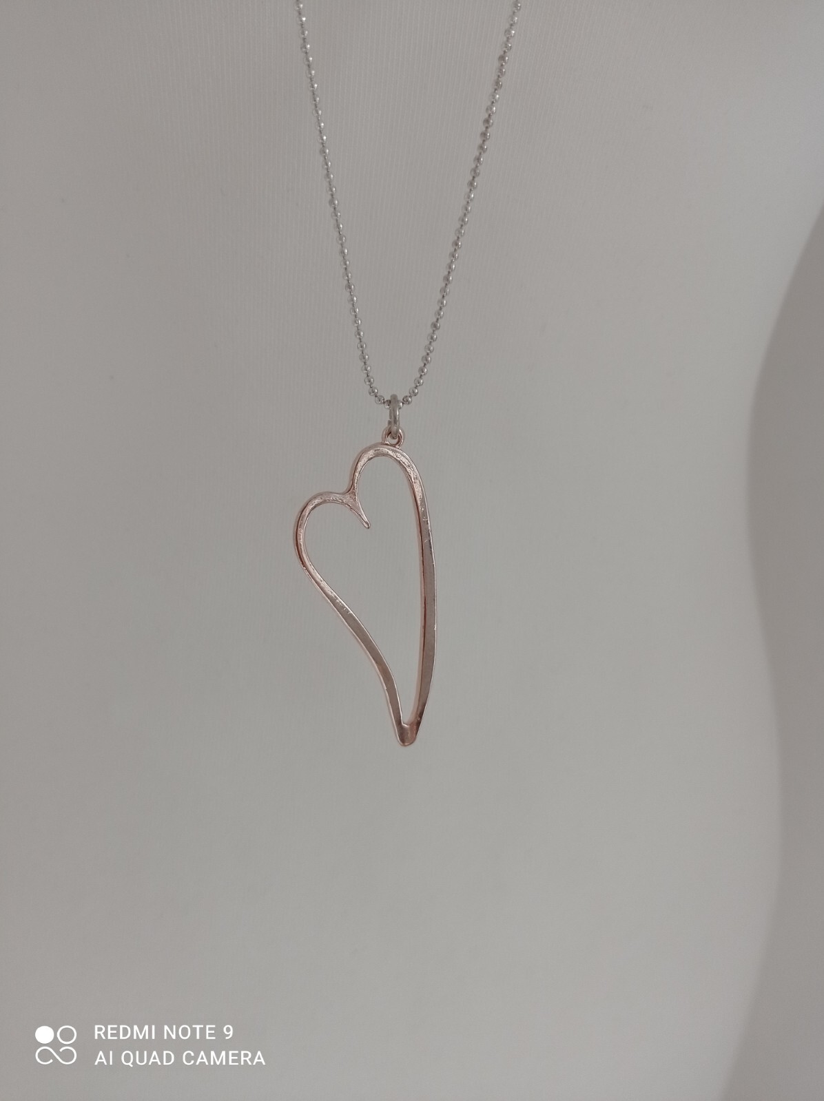 Retro Eastar Statement Heart Pendant Silver Tone Necklace- Valentine-92cm Long