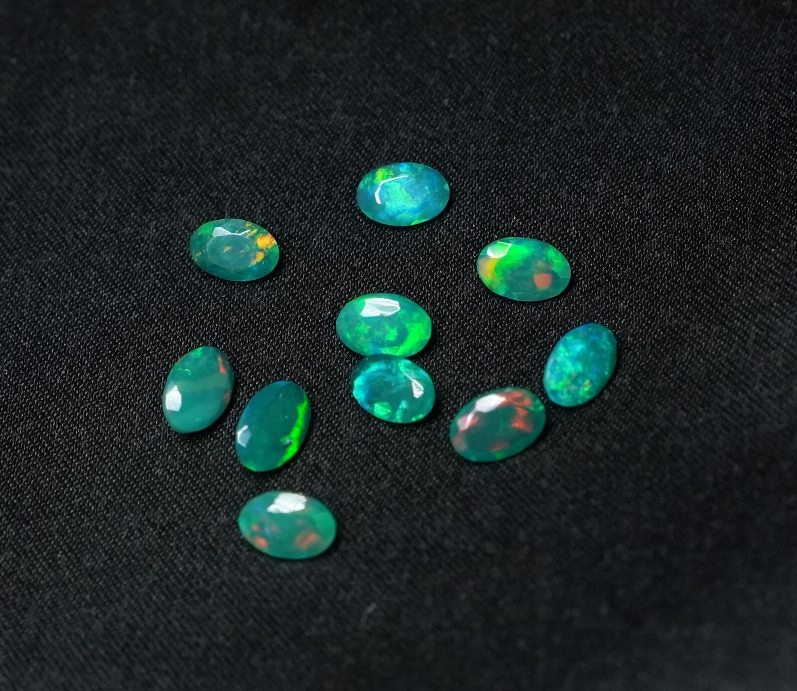 Natural Green Ethopian Opal Oval Faceted Cut 3x5mm To 8x10mm Loose Gemstone