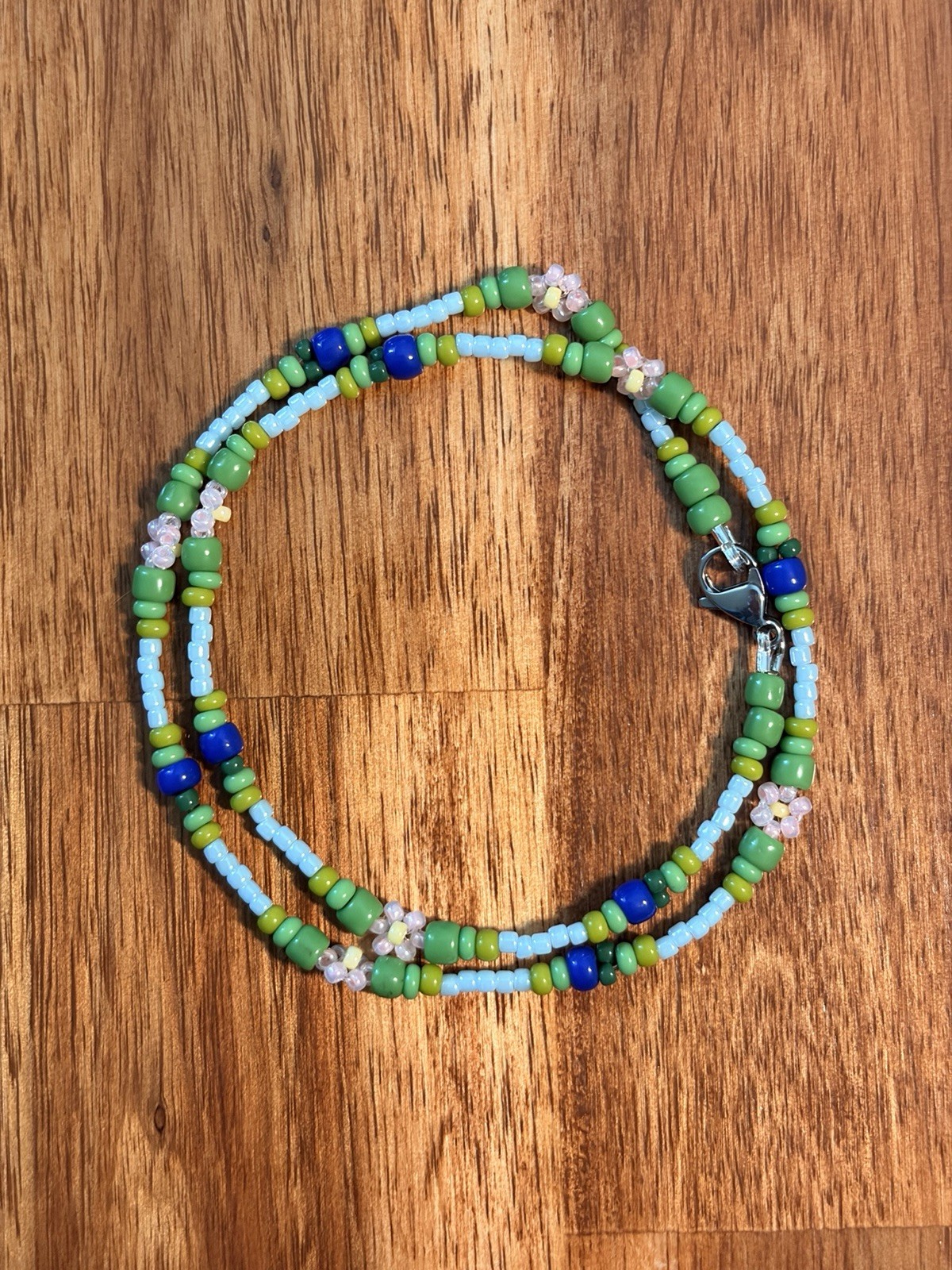 🫐✨Handmade Wild Blueberry Glass Seed Bead Necklace 15” Stainless Steel✨🫐