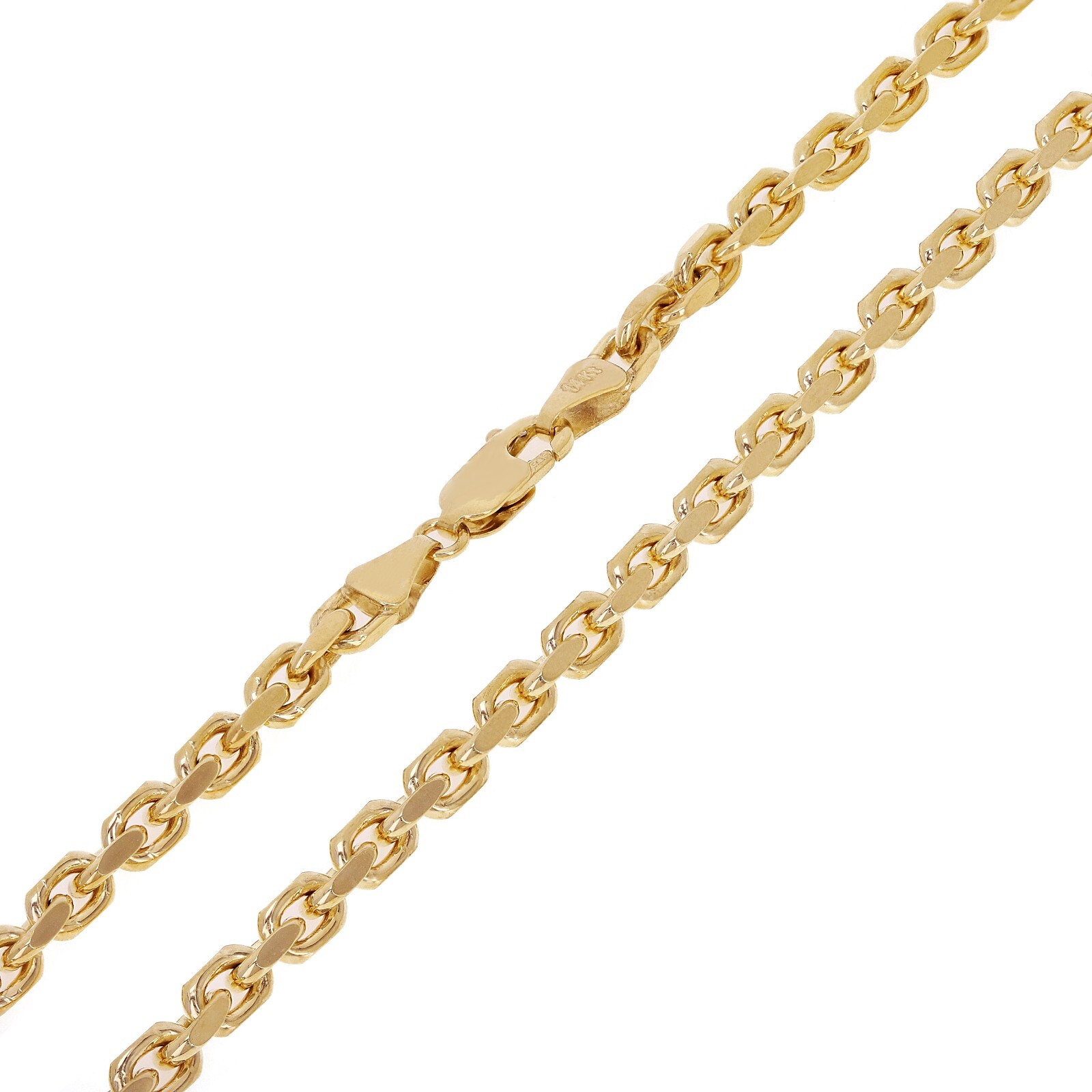 Italian 14k Yellow Gold Solid Anchor Cable Link Chain Necklace 22″ 4mm 45 grams