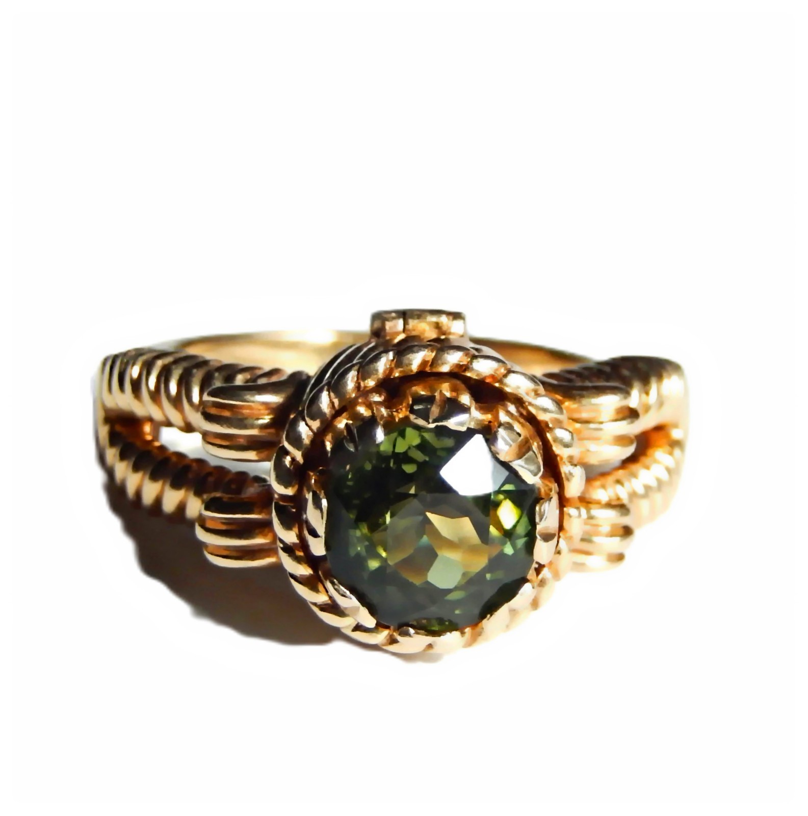 14K Solid Gold Ring Convertible to Pendant, Antique Etruscan Revival Size 8.25