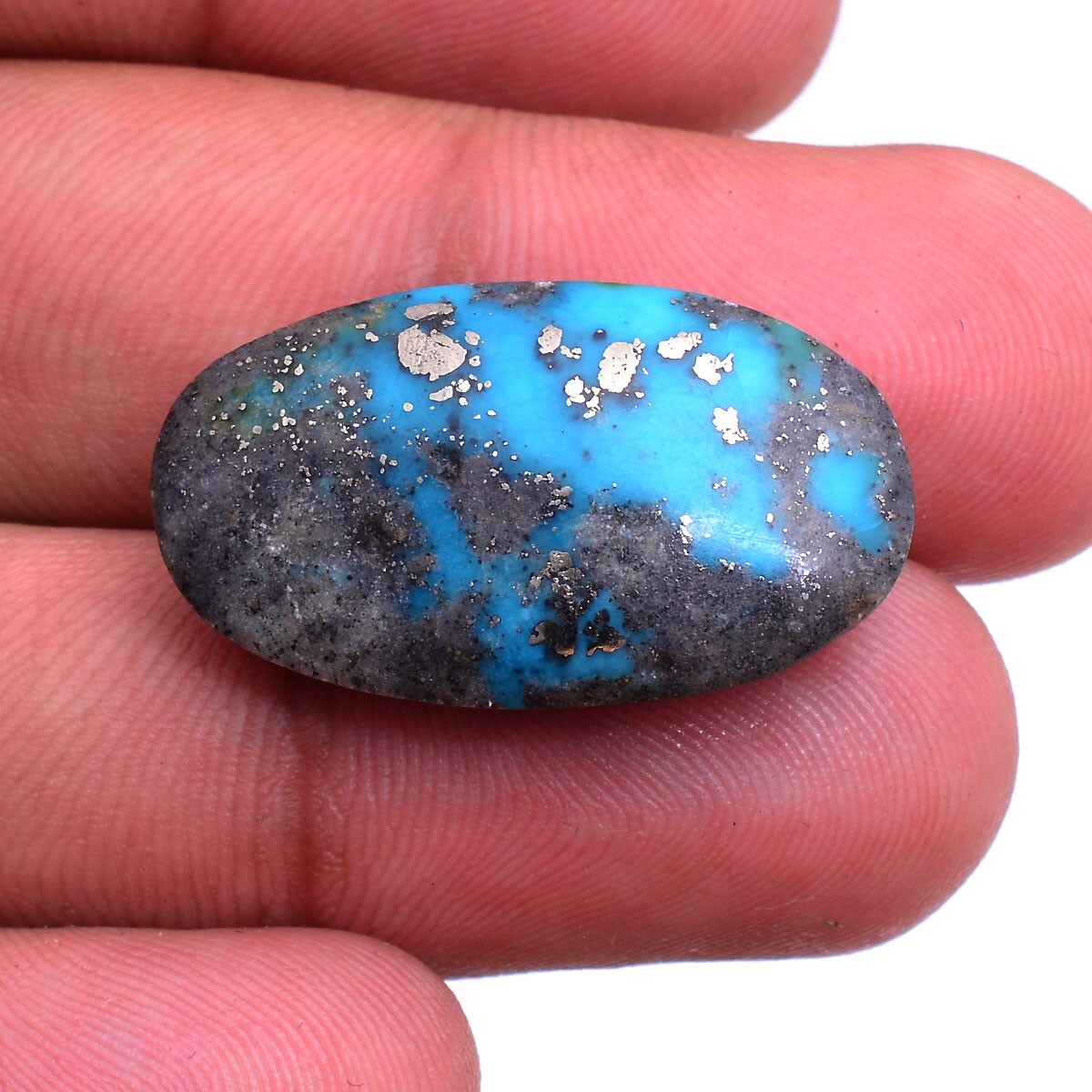 28.00 Cts Natural Persian Turquoise 27mm*15mm Untreated Oval Cabochon Gemstone