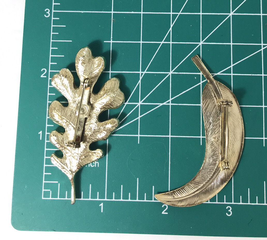 Vintage Leafs Pins Brooch Fashion Jewelry Mix Lot of 2 Gold-tone EUC