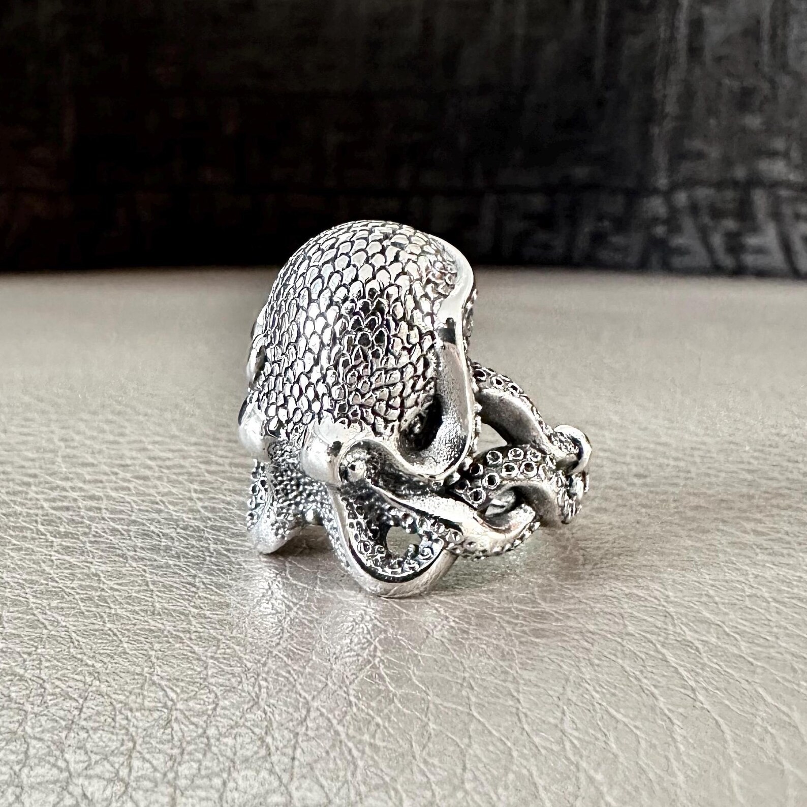Handcrafted 925 Sterling Silver Octopus Ring Heavy Kraken Sea Monster Ring Silve