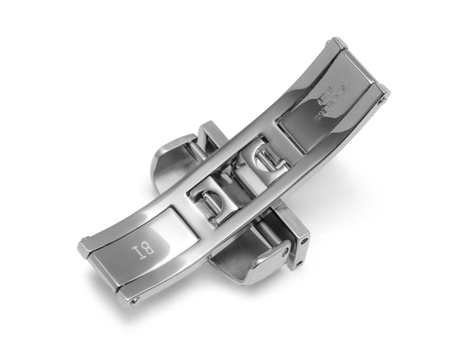 Silver Foldable Deployment Clasp, Replacement Butterfly Buckle for Leather Strap