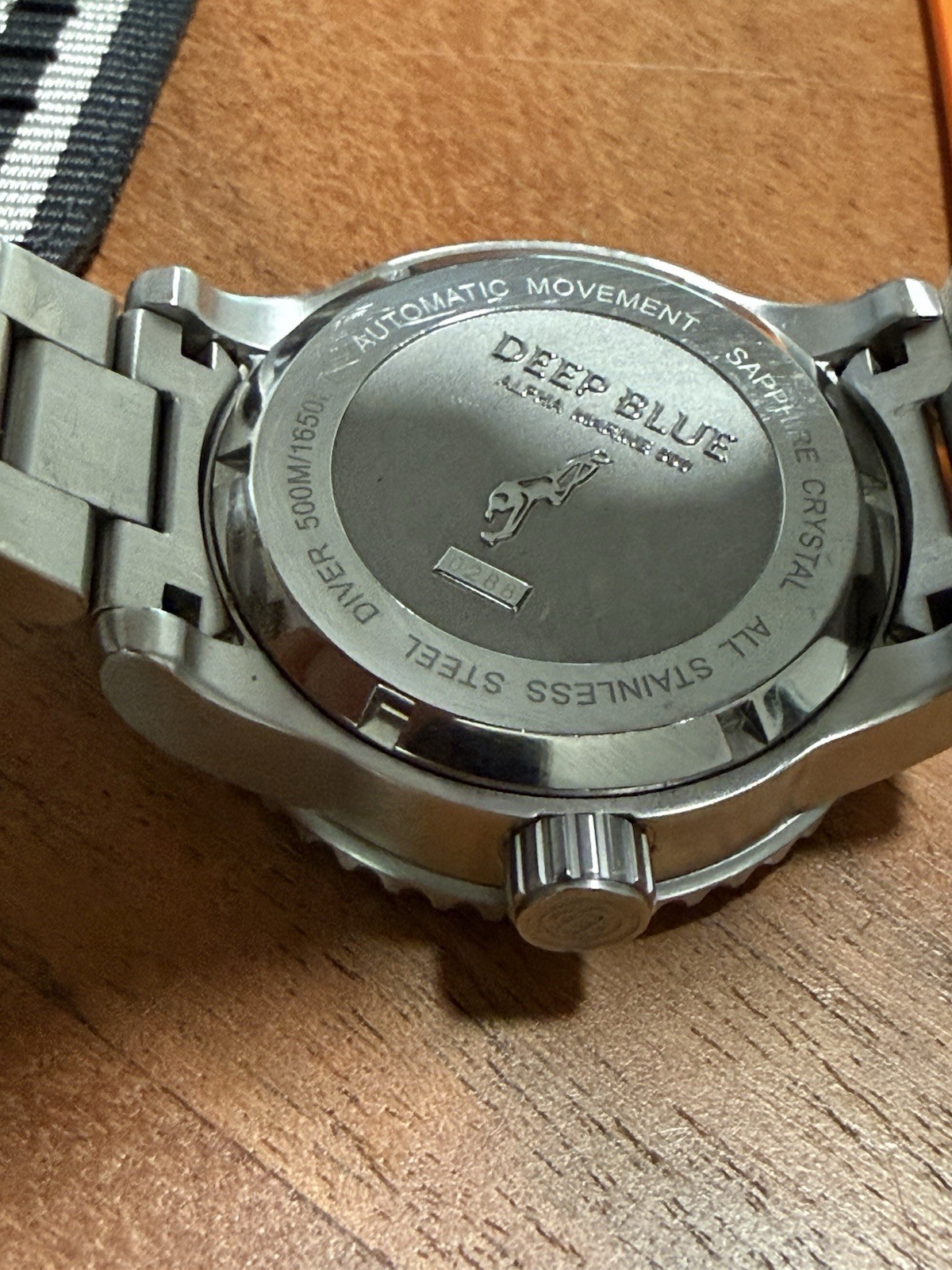 Deep Blue Alpha Marine 500 Automatic 500m Diver 45mm Orange Dial SS Brac