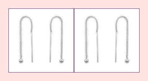 CLEARANCE ~925 Sterling SILVER EAR THREAD 3″ Chain ~ Threaders~ Ball End Dangles