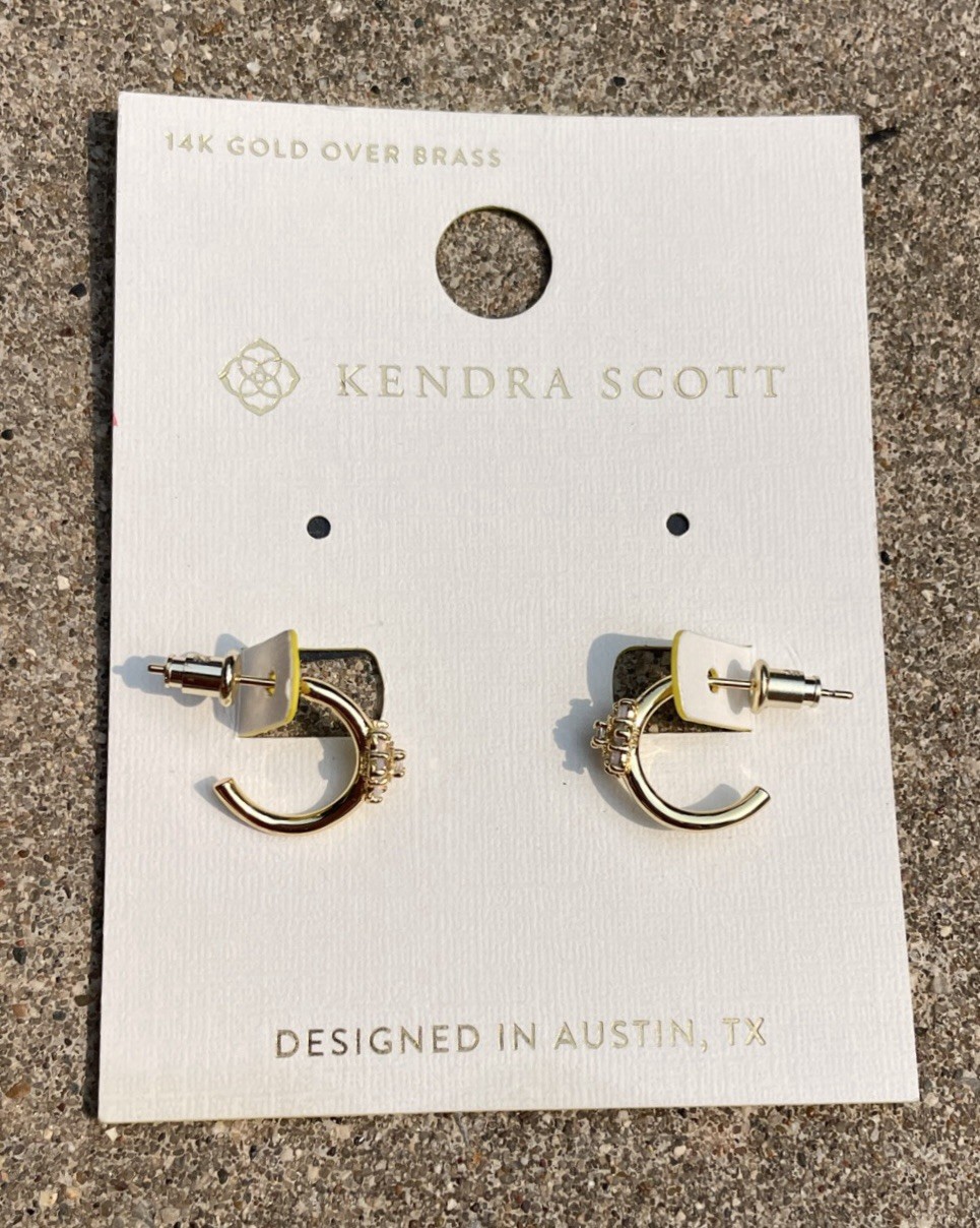 Kendra Scott 14K Gold Over Brass AYLSSA Post Hoop Earrings Floral T1790