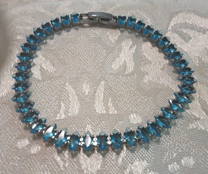 10 ctw simulated swiss blue topaz marquise cut stones tennis bracelet
