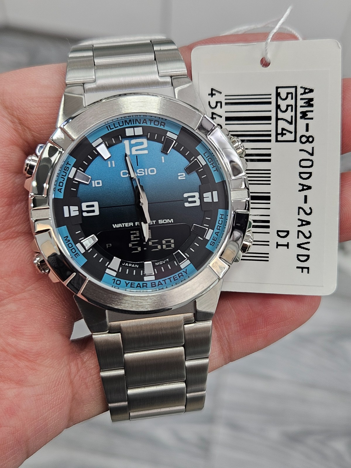 Casio AMW-870DA-2AVDF Men’s Stainless Steel Analog Digital Watch – Blue Black Di