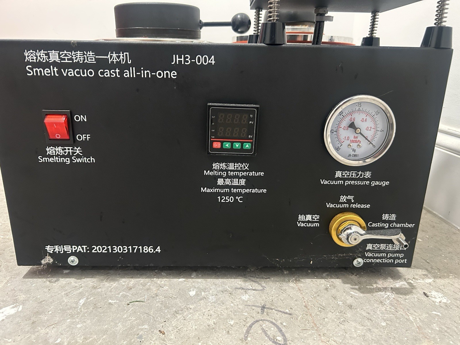 JH3-004 Vacuum Investing Casting Machine for Jewelry, 1250°C, Chambers