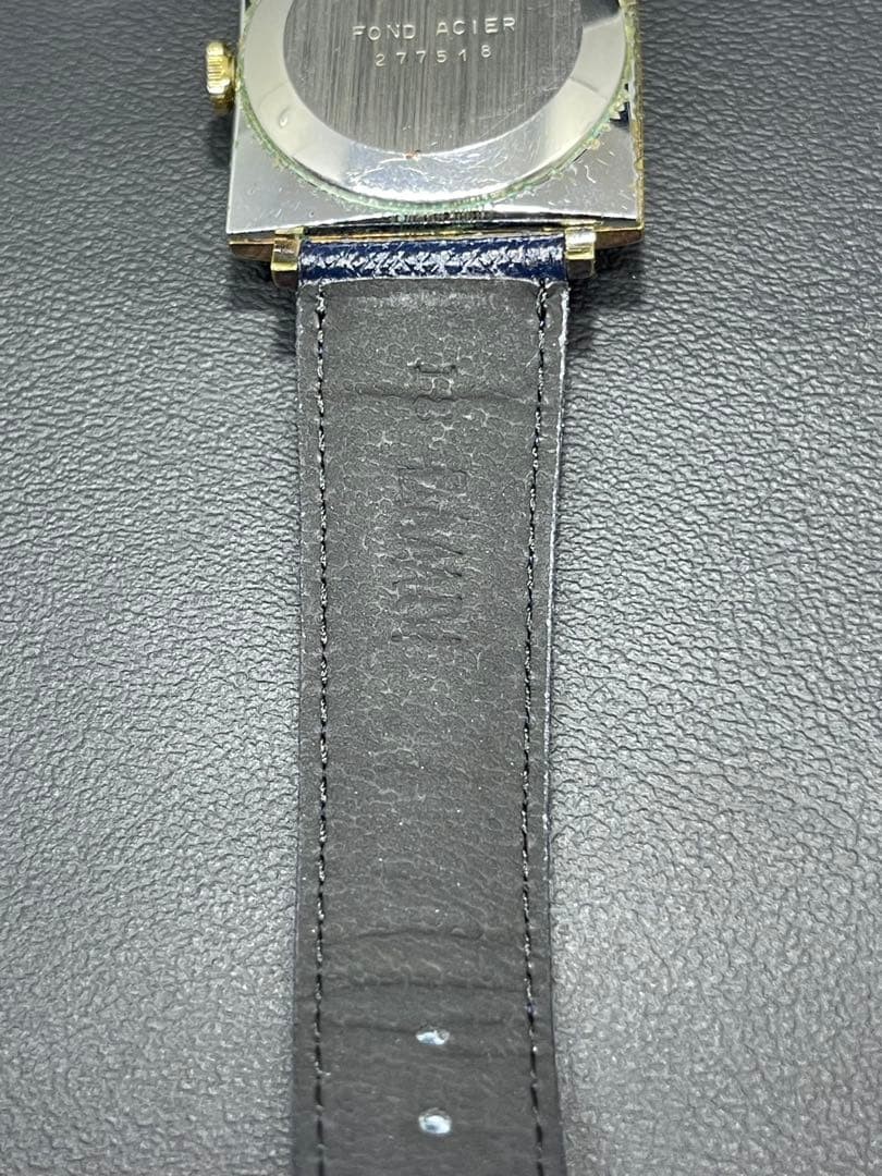 YEMA Paris Square Manual Wind Watch Blue Dial Date From Japan
