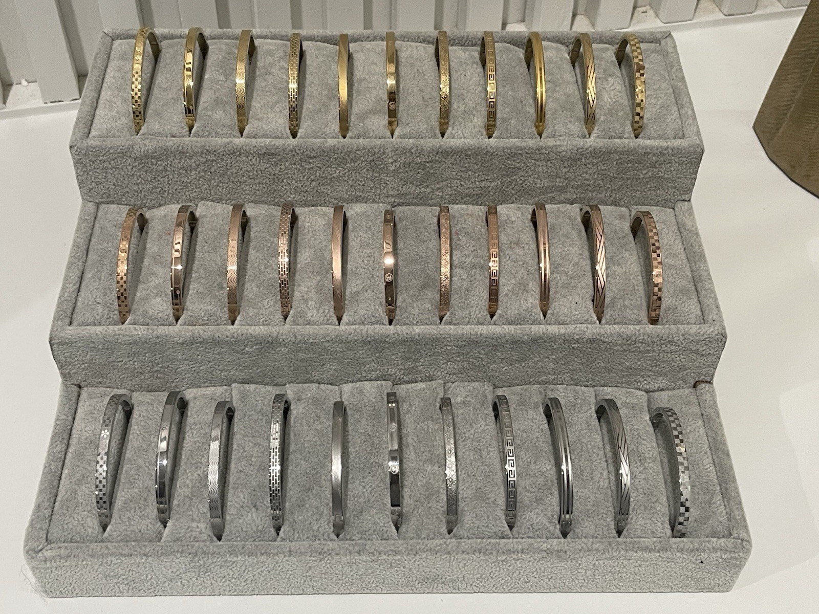 Stainless Steel Bracelet kids Size Lot Of 33 Gold Rose Gold And Silver Tone Gift