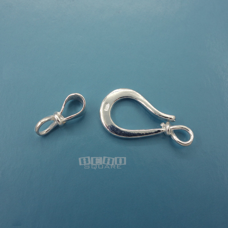 1 Set Large Solid Sterling Silver Hook Eye Clasp Connector 28mm (1.1″) #33283