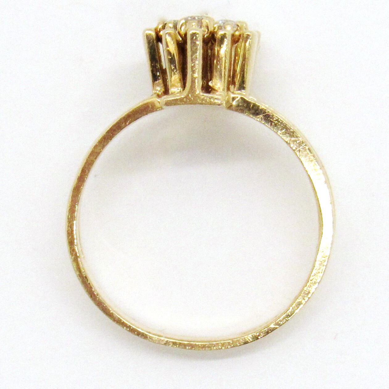 14k Yellow Gold Diamond Geometrical Cluster Right Hand Ring Size 5-1/2 Estate