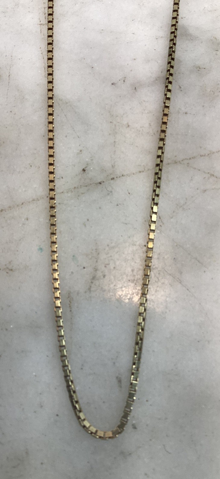 Vintage 14K Gold Box Chain Necklace 14.75” Long 2.53 Grams
