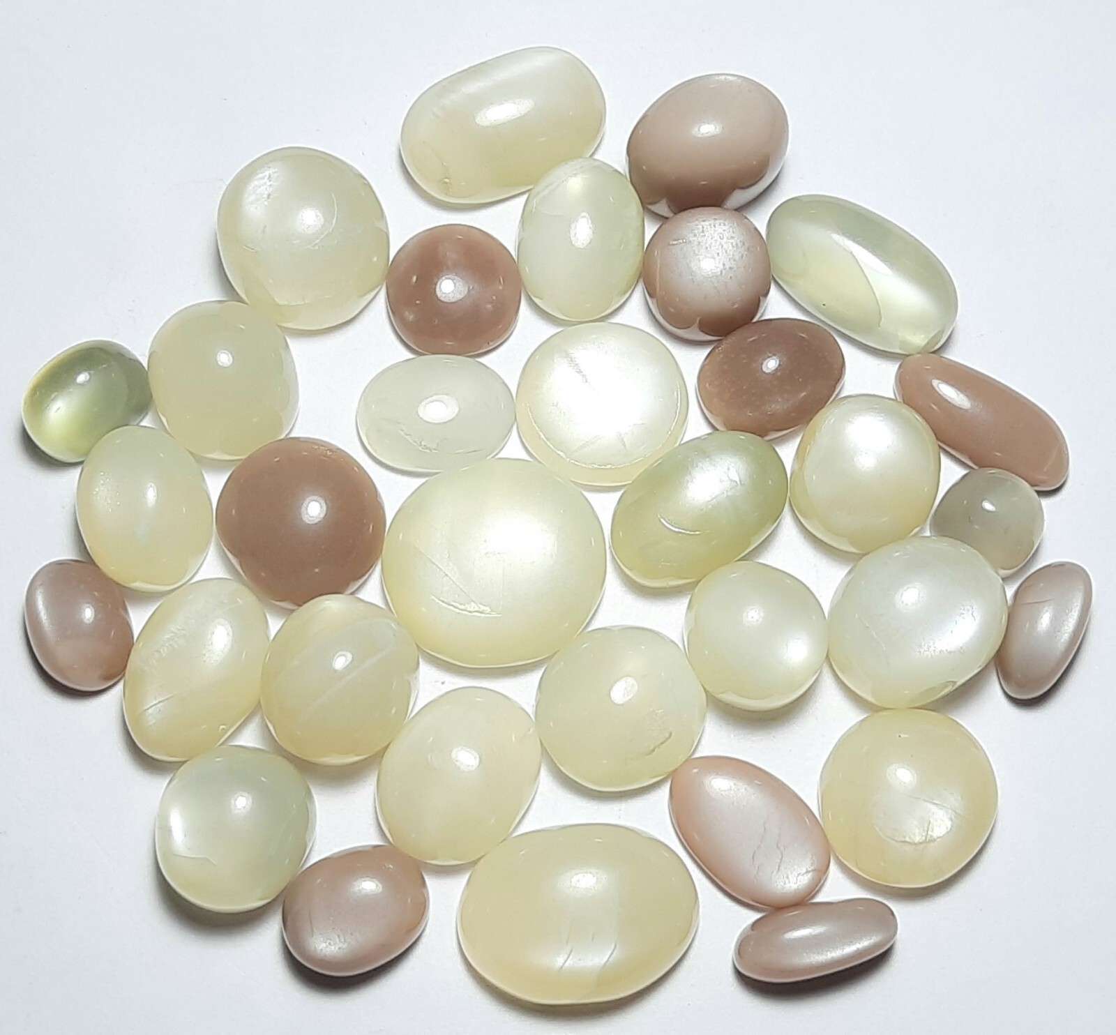 White Grey Peach Chocolate Moonstone Mix 500 Carat Lot Cabochon Free Shipping