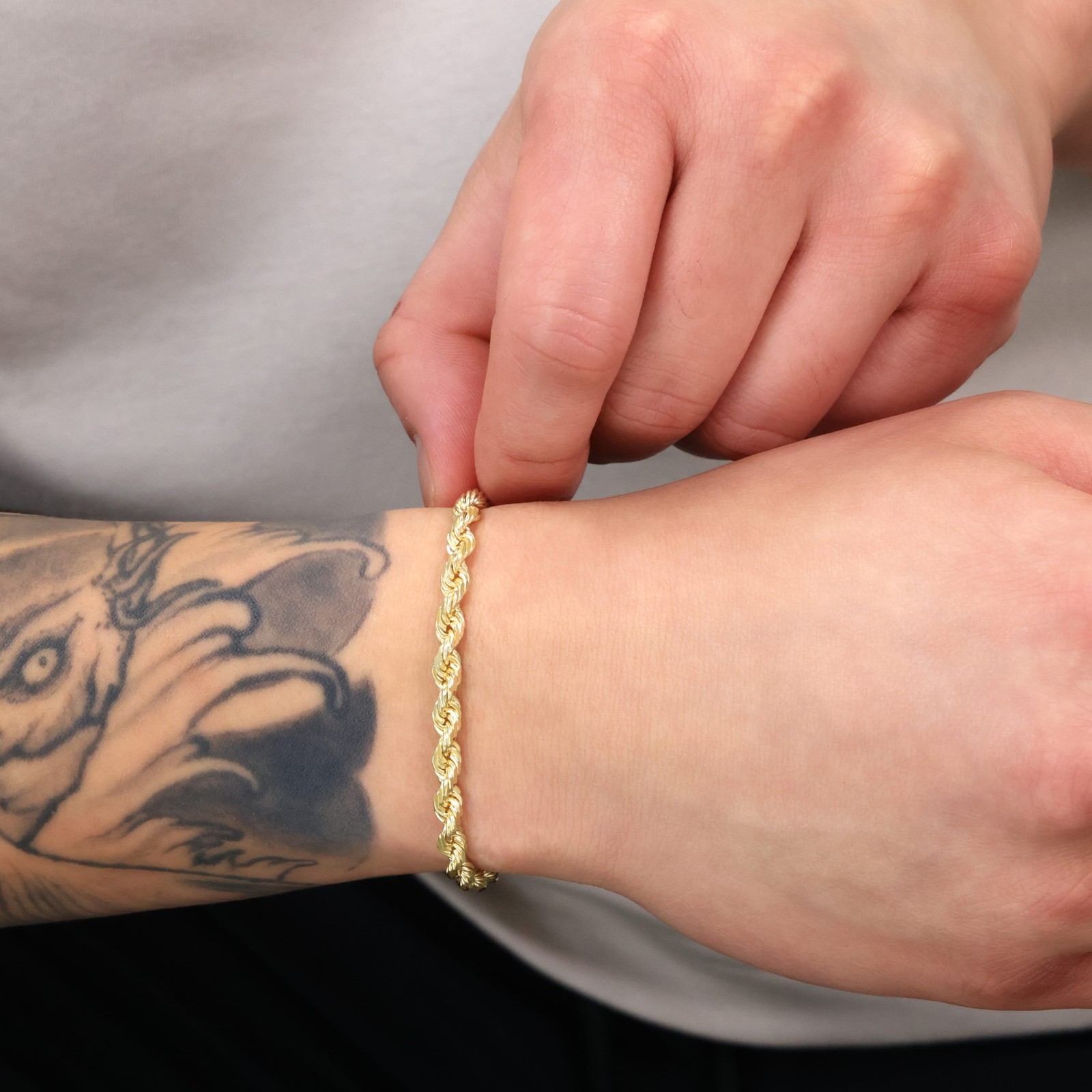14K Yellow Gold 5mm Diamond Cut Rope Chain Bracelet Men Women 7″ 7.5″ 8″ 8.5″ 9″