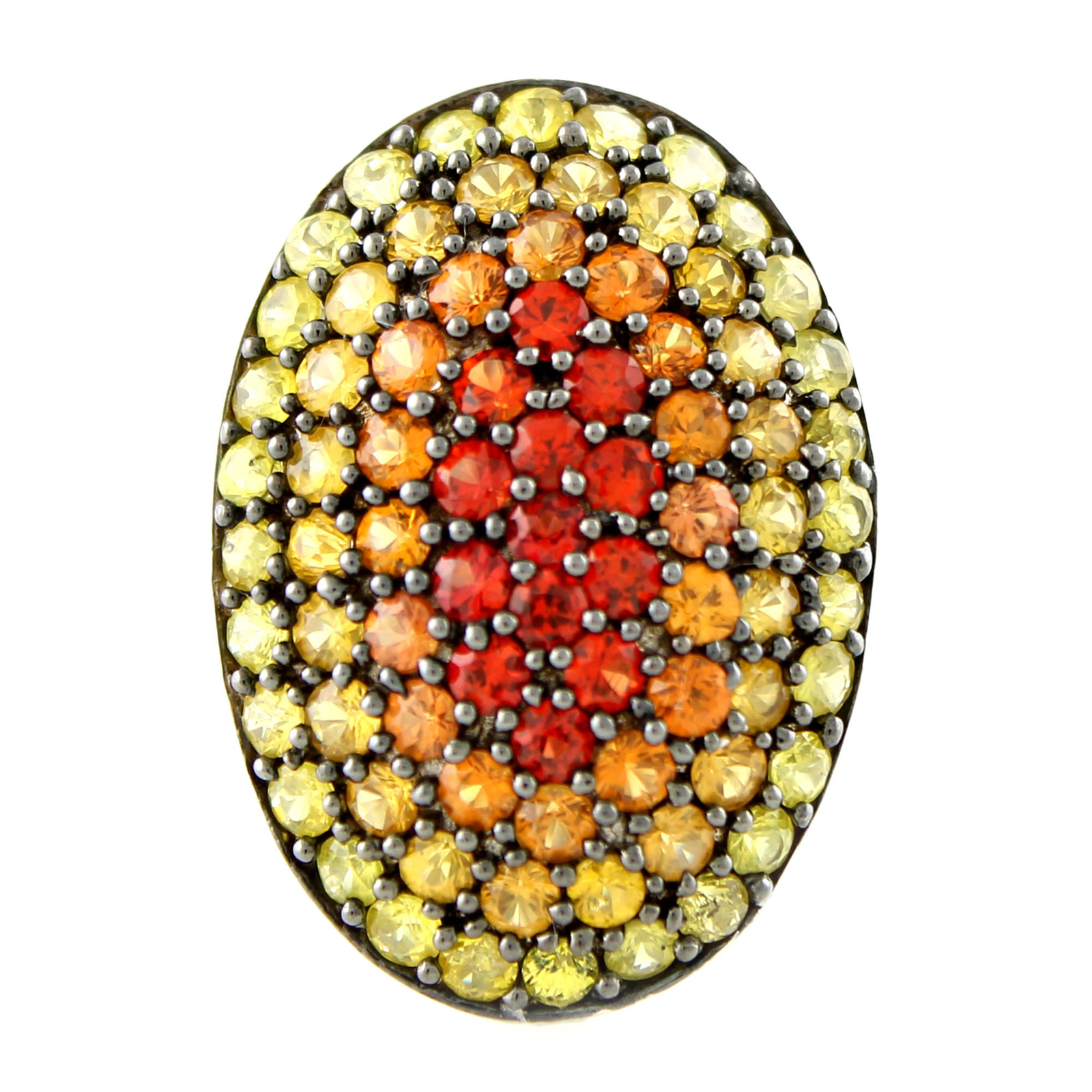 925 Sterling Silver 4.10ctw Orange Sapphire Cluster Ring, Size 7
