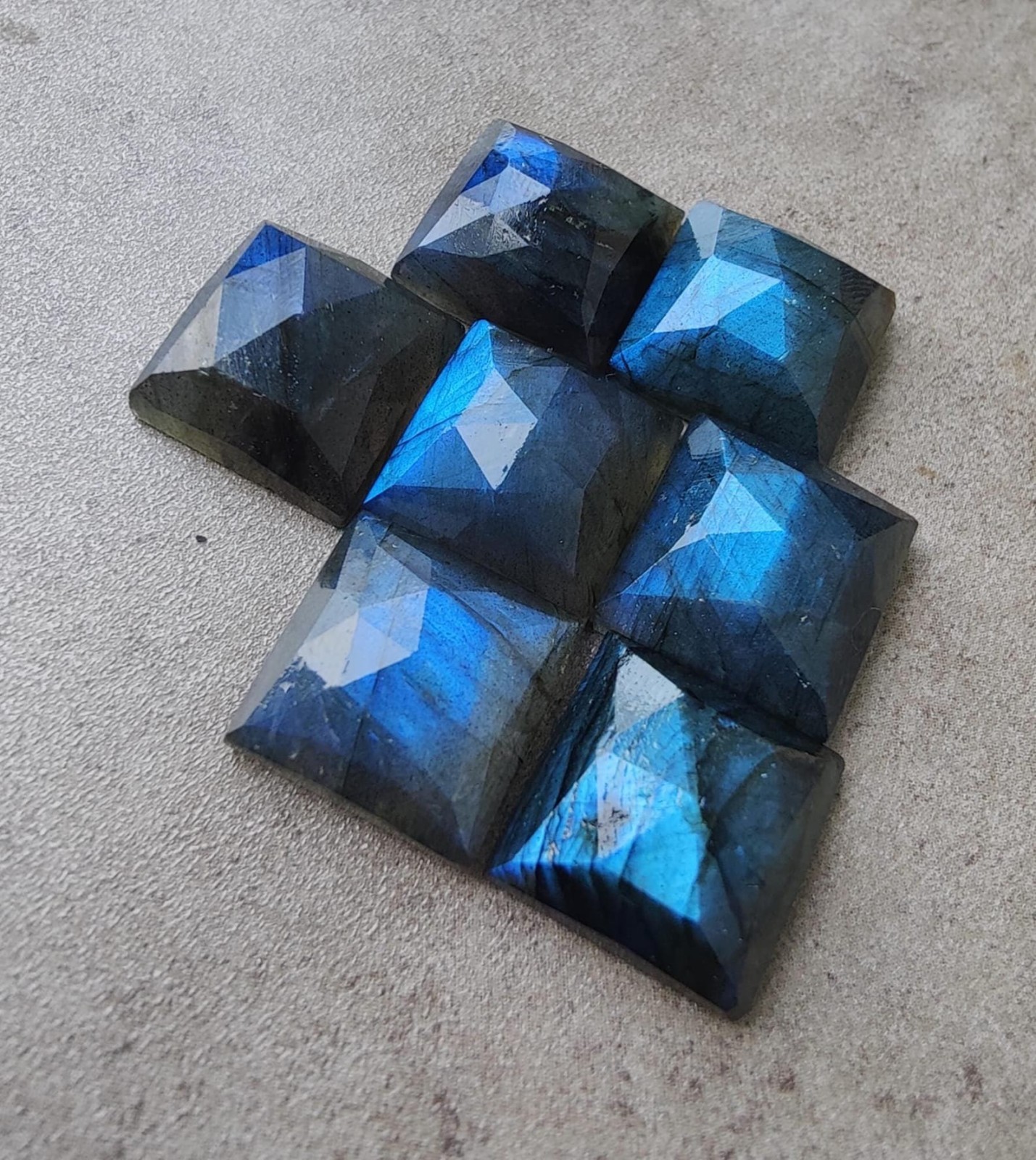 Natural Blue Labradorite Square Rose Cut 6mm to 15mm Loose Gemstone