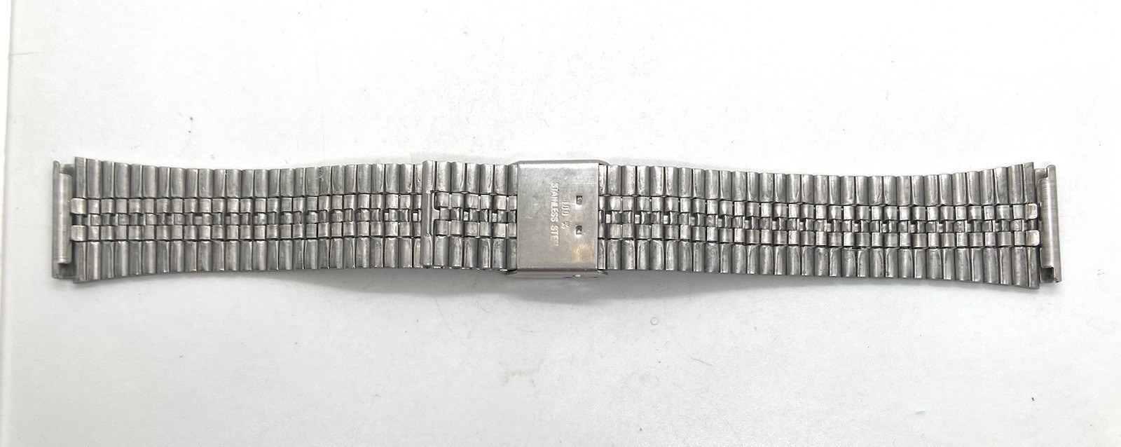 NEW VTG MENS WATCH BAND Silver SLIDE Clasp 18mm Lugs Totally Adjustable Length