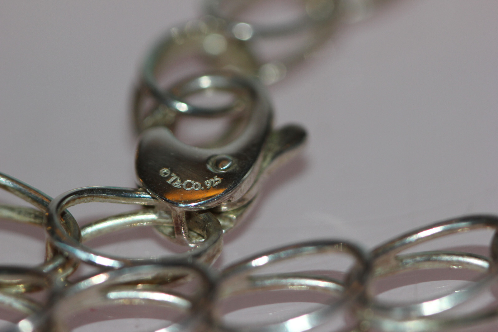 Authentic Tiffany & Co. Double Oval Link Necklace 16in Stering Silver 925 Italy