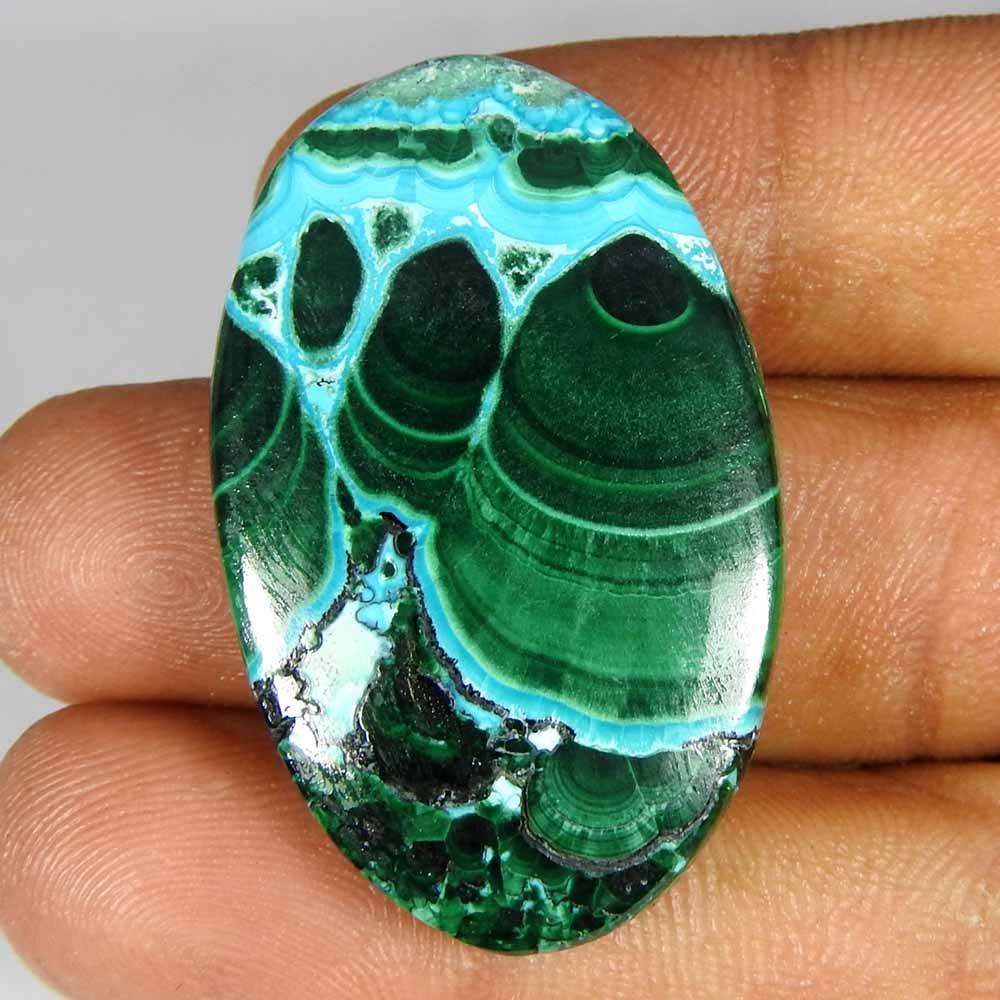 54.90Cts100%Natural Green Malachite Chrysocolla Oval Cabochon Gemstone