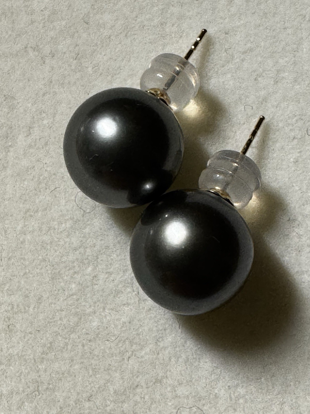 10.2mm Cultured Tahitian Pearl round Stud Earrings 18K Yellow Gold new free ship