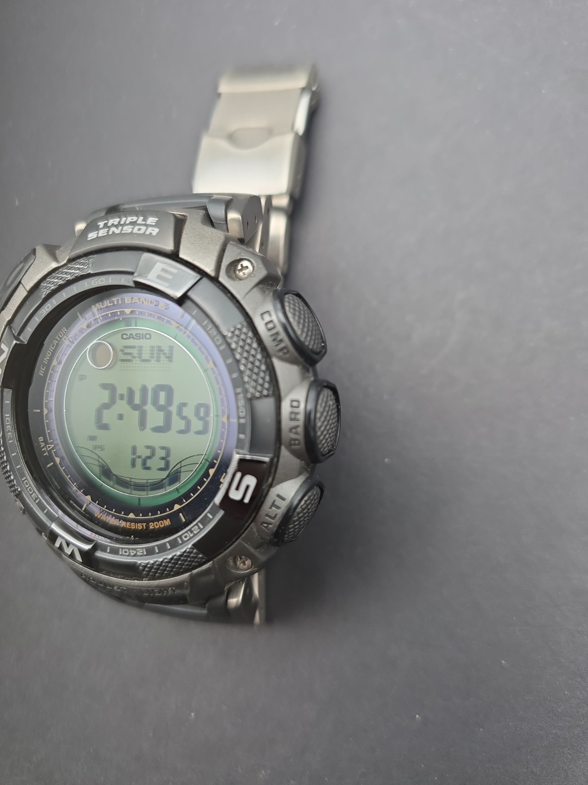 Casio Pathfinder PAW-1500T Titanium Triple Sensor Solar Atomic Watch 3134 Works