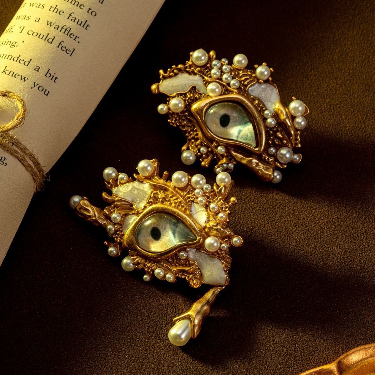 Vintage Evil Eye Pearl Drop Earrings Statement Bold Chic