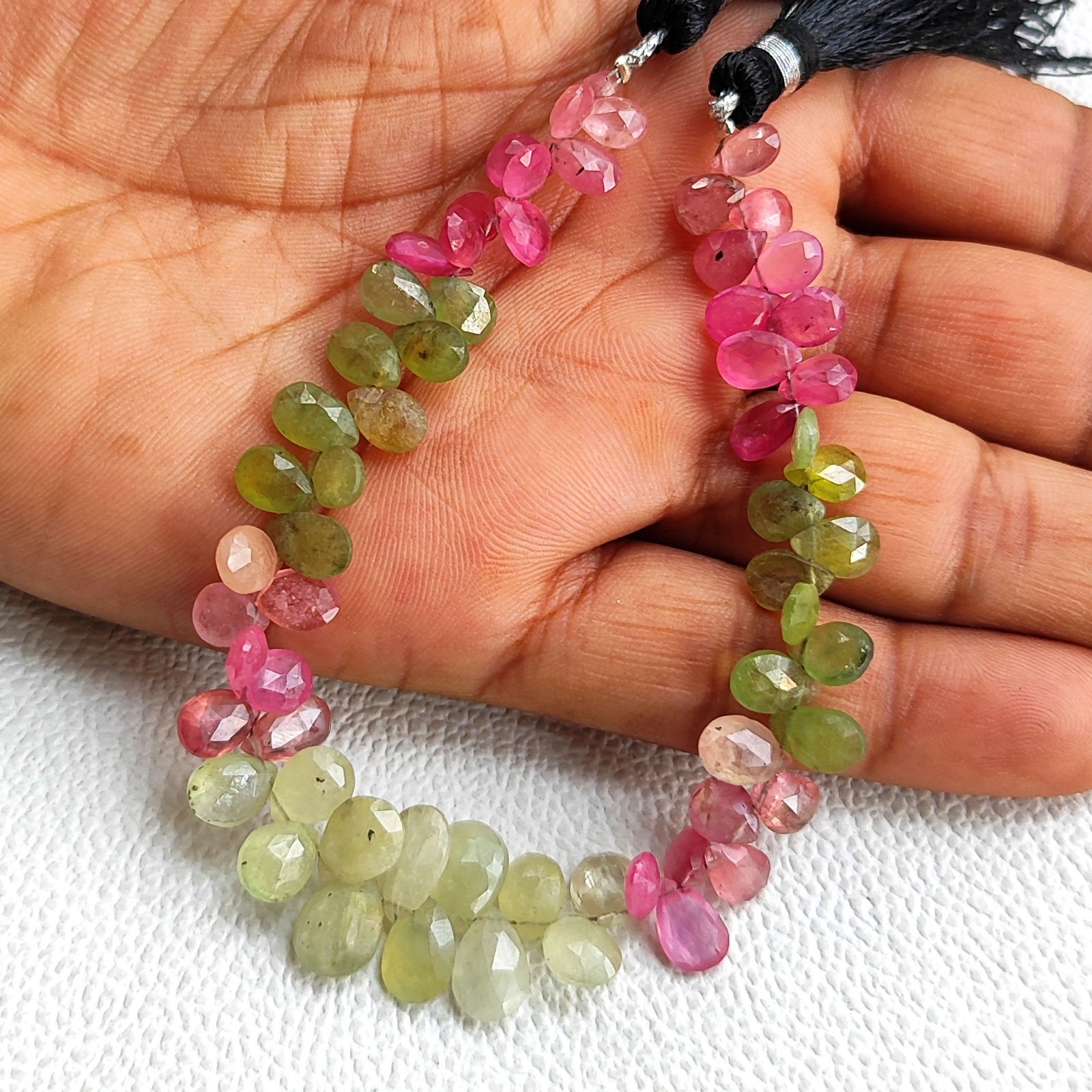 Natural Multicolor Sapphire Pear Faceted Beads 7″ Strand 7×5-10x7mm Sri Lanka