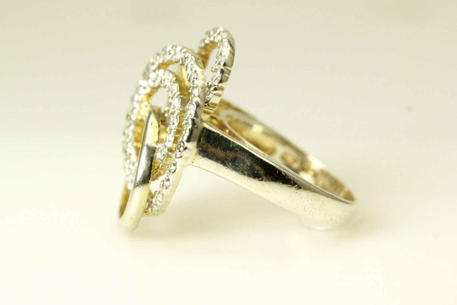 925 Sterling Silver Cubic Zirconia Swirls Size 8.25 Ring 9.3 Grams (RIN7027)