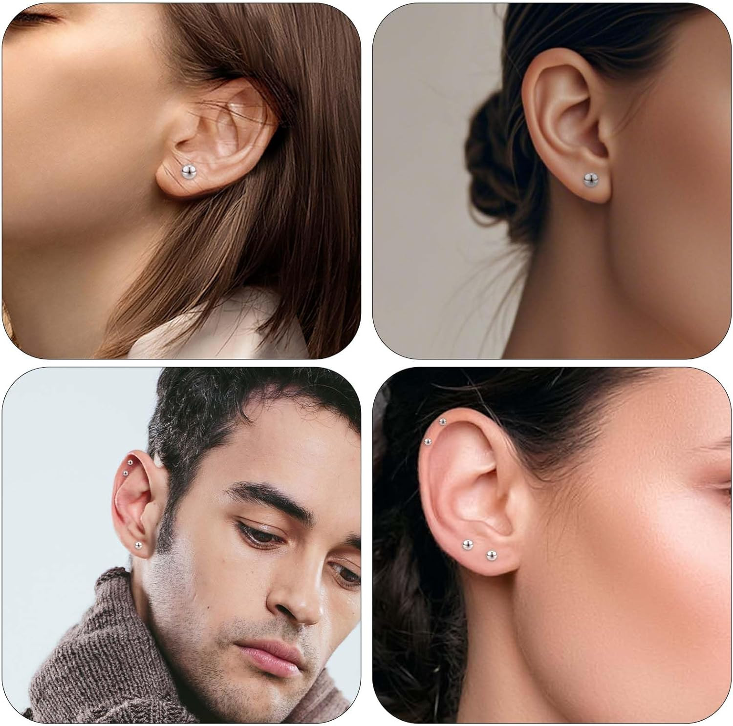 Stainless Steel Stud Earrings for Women & Men 15 Pairs Earrings Tiny Stud Earrin
