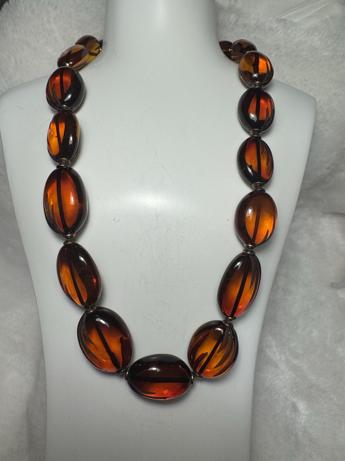 Natural Baltic Amber Bead Necklace – Large Polished Cognac Beads 56.37g 51cm