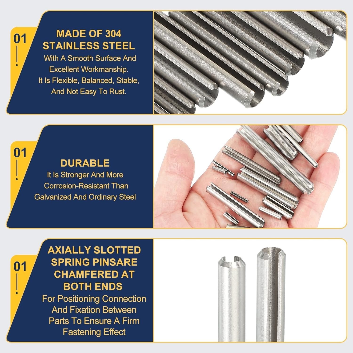 Durable 3/32″ x 3/4″ Slotted Spring Pin Set – 50 Count for Home and Auto Fixes