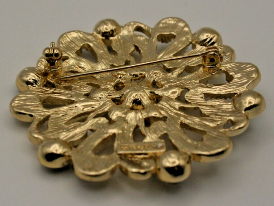Vintage Monet Signed Starburst Brooch Purple & Blue Rhinestones 2 1/4″ – MCM
