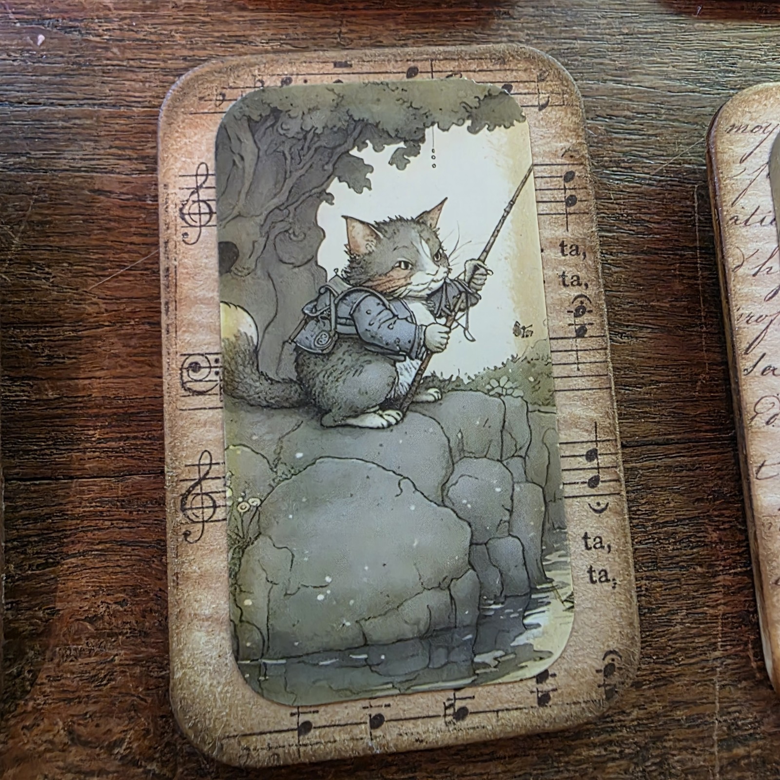 Dark Academia Handmade Brooch Storybook Animal Vtg Pin Charm Junk Journal OOAK