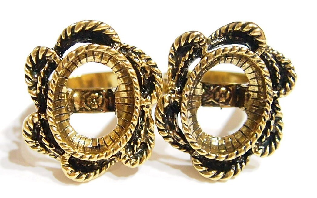 6 -18x13mm Antique Gold Victorian Twisted Rope Floral Adjustable Ring Setting