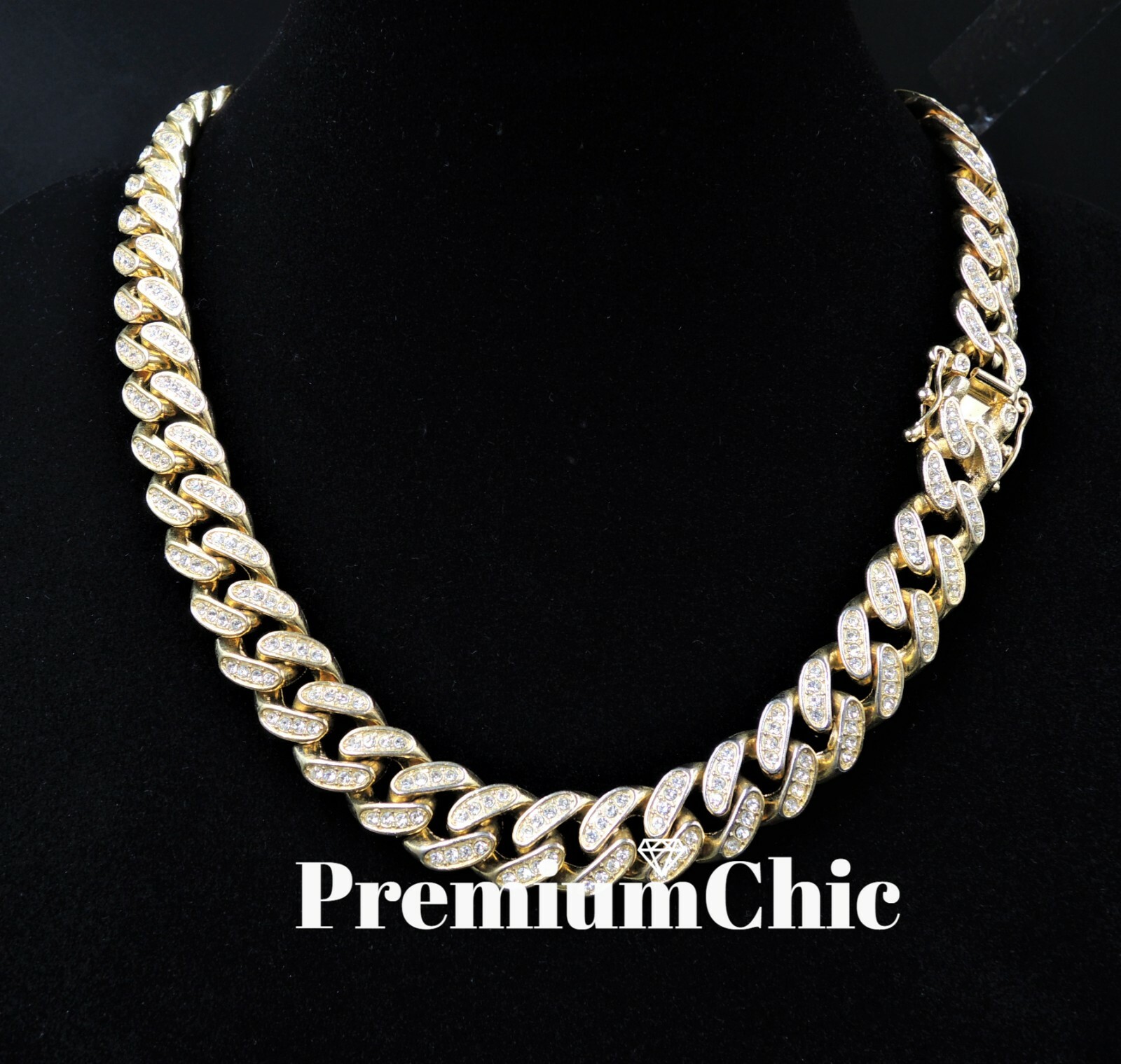 16″ or 18″ Miami Cuban Link Choker Necklace ICED Mens Plated Hip Hop CZ Jewelry