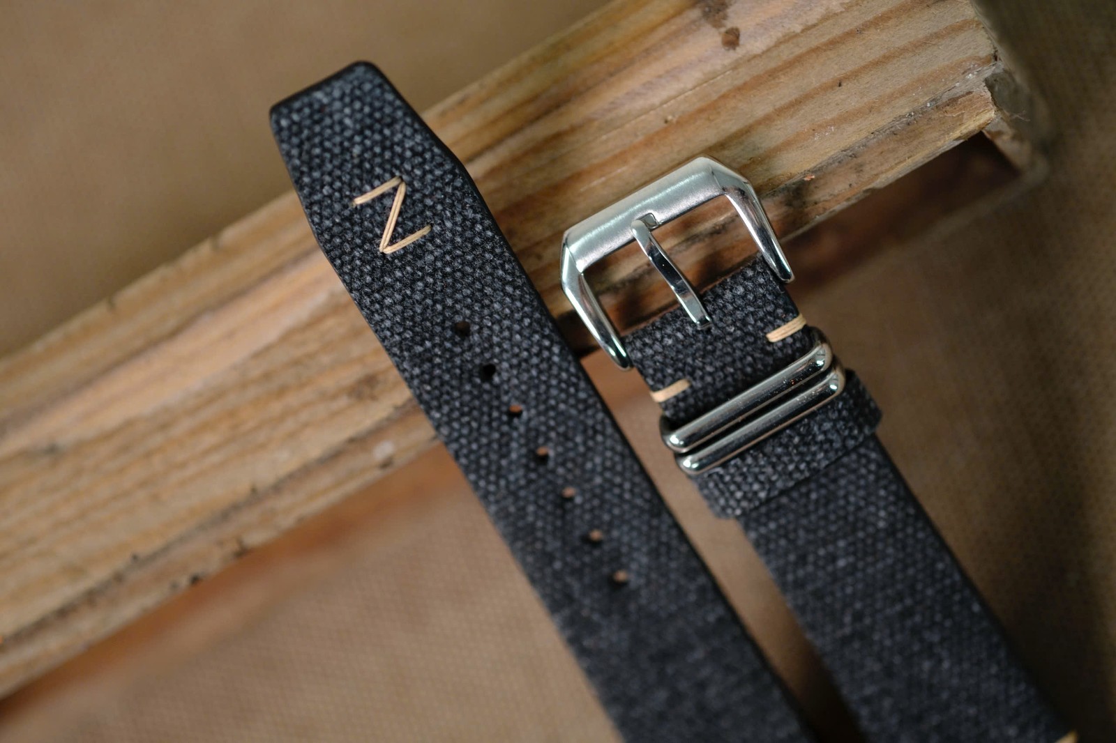 Handmade Black Canvas Watch Strap size 21/18 – Custom Sizes & Lengths Available