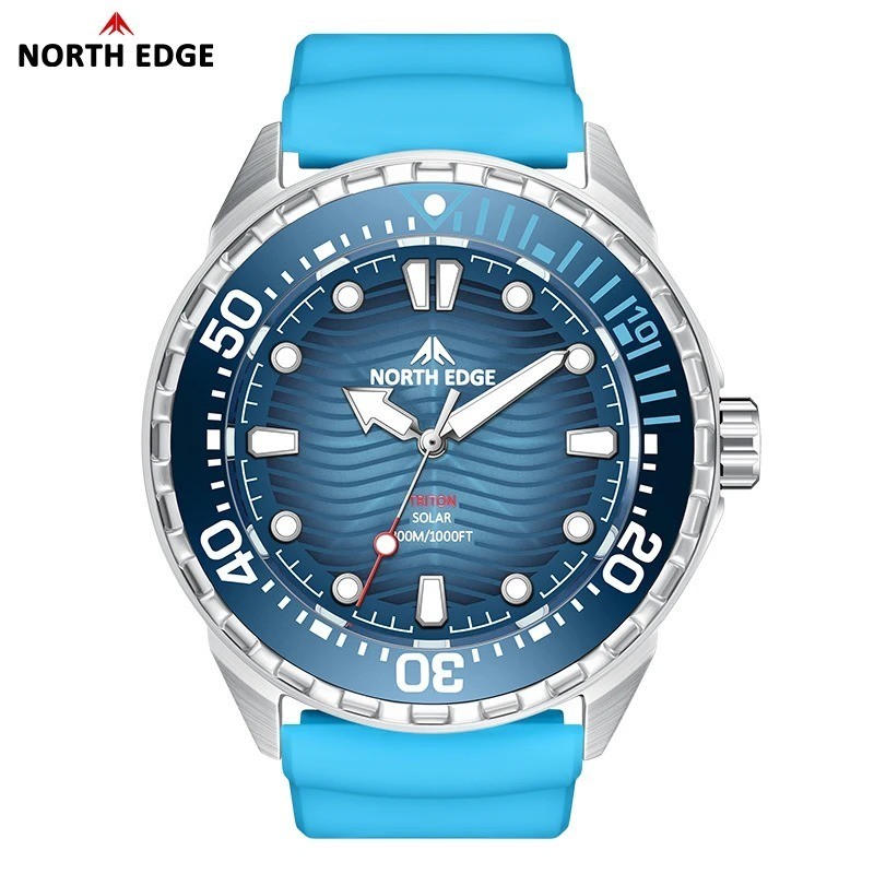 NORTH EDGE TRITON-TI Titanium Stainless Solar-Powered Diving Watch Luxury Quartz